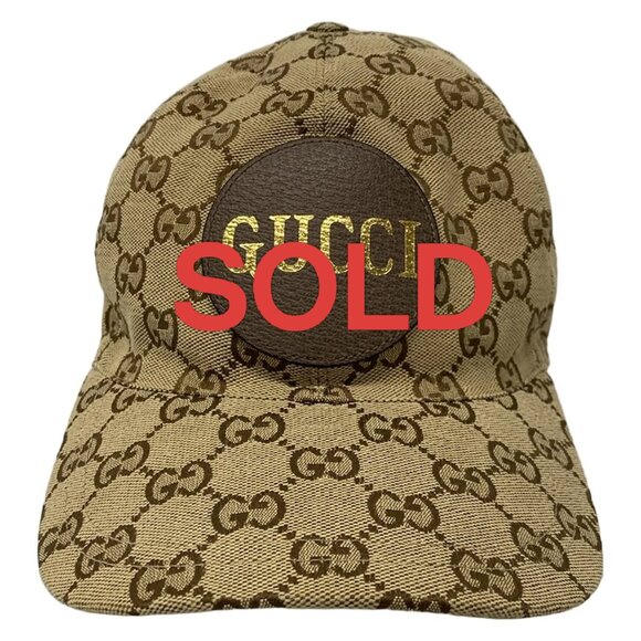 Gucci Accessories - GUCCI GG Cream Dark Brown Gold Cotton Polyester - Hat 406-052025